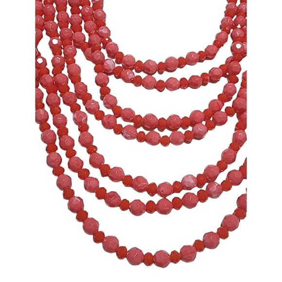 Premier Designs Layered Pink Statement Necklace Multi-Strand Jewelry Fashion - Picture 2 of 3